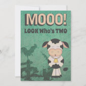 Schattigee Retro MOOO! Kijk wie is twee Koe Boerde Kaart (Voorkant)