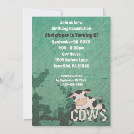 Schattigee Retro MOOO! Kijk wie is twee Koe Boerde Kaart (Achterkant)