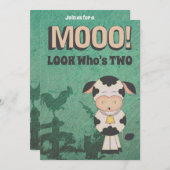Schattigee Retro MOOO! Kijk wie is twee Koe Boerde Kaart (Voorkant / Achterkant)