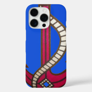 Schattigee Retro  Navy Blue Anchor Art Design iPhone 16 Pro Hoesje