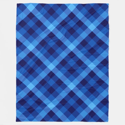 Schattigee Retro Ocean Blue Plaid Grote Fleece Dek Deken (Voorkant)