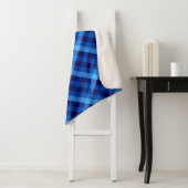 Schattigee Retro Ocean Blue Plaid Grote Sherpa Dek Deken (In situ)