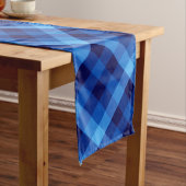 Schattigee Retro Ocean Blue Plaid Grote Tafelloper (Voorbeeld)