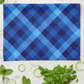 Schattigee Retro Ocean Blue Plaid Keukenhanddoek (Gevouwen)