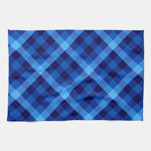 Schattigee Retro Ocean Blue Plaid Keukenhanddoek (Horizontaal)