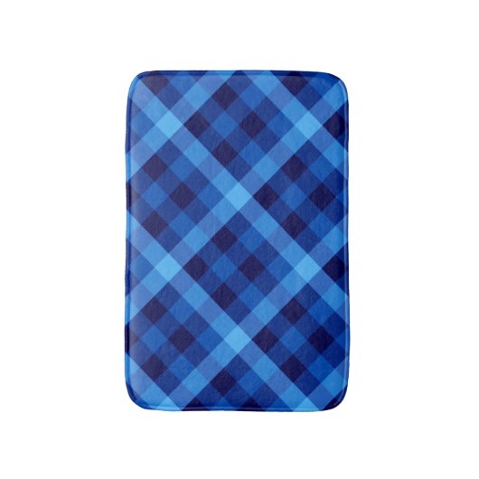 Schattigee Retro Ocean Blue Plaid Kleine Badmat (Voorkant Verticaal)
