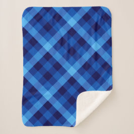 Schattigee Retro Ocean Blue Plaid Kleine Sherpa De Deken
