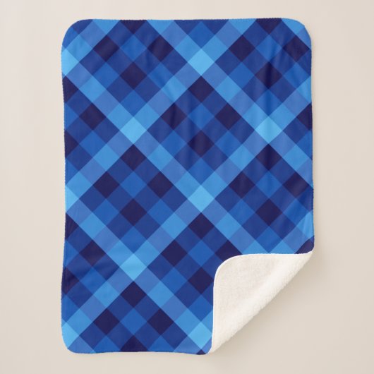 Schattigee Retro Ocean Blue Plaid Kleine Sherpa De Sherpa Deken (Voorkant)