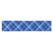 Schattigee Retro Ocean Blue Plaid Kleine Tafellope Korte Tafelloper (Horizontaal)