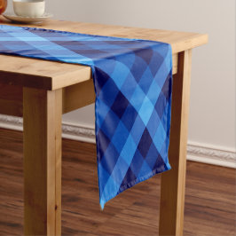 Schattigee Retro Ocean Blue Plaid Kleine Tafellope Korte Tafelloper