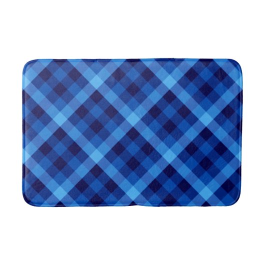 Schattigee Retro Ocean Blue Plaid Medium Badmat (Voorkant)