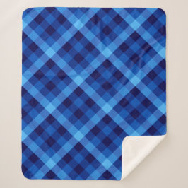 Schattigee Retro Ocean Blue Plaid Medium Sherpa De Deken