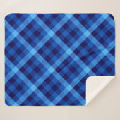 Schattigee Retro Ocean Blue Plaid Medium Sherpa De Deken (Voorkant (horizontaal))