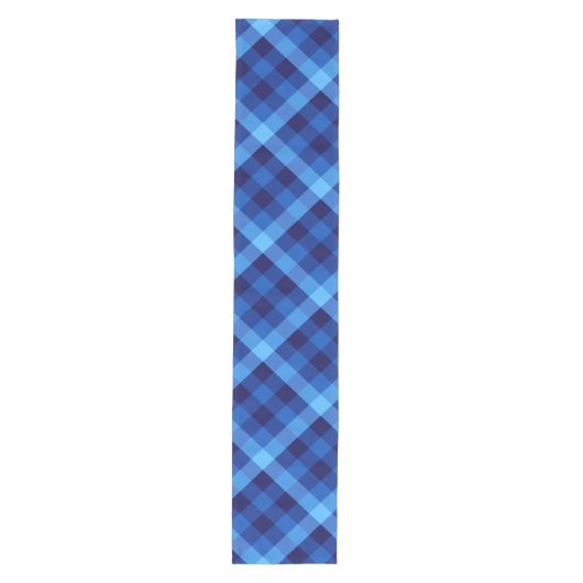Schattigee Retro Ocean Blue Plaid Medium Tafellope Medium Tafelloper (Voorkant)