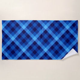 Schattigee Retro Ocean Blue Plaid Strandlaken