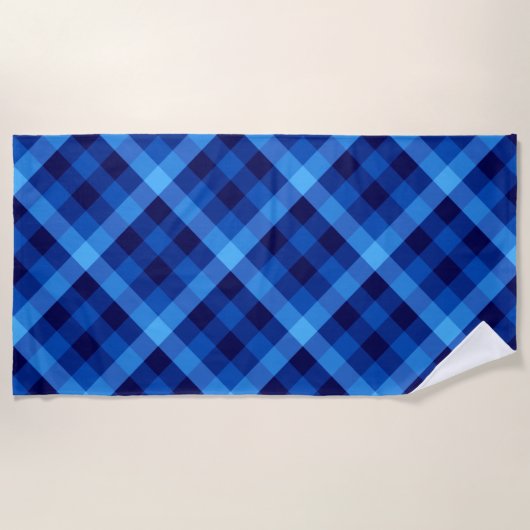 Schattigee Retro Ocean Blue Plaid Strandlaken (Voorkant)