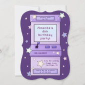 Schattigee Retro Paarse Arcade Game Kids Verjaarda Kaart (Voorkant)