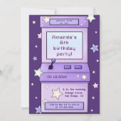 Schattigee Retro Paarse Arcade Game Kids Verjaarda Kaart (Voorkant)