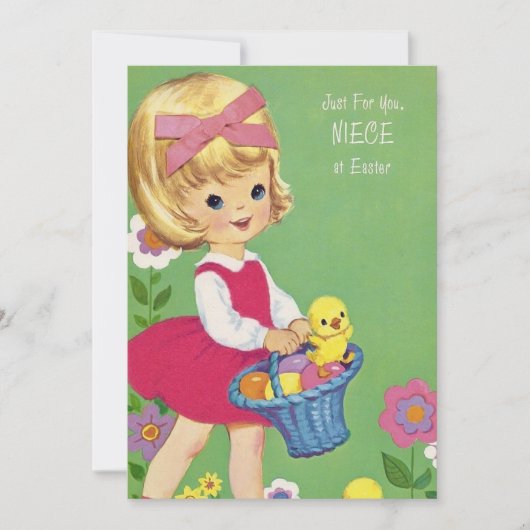 Schattigee retro Paasnaagje bericht toevoegen Feestdagenkaart (Voorkant)