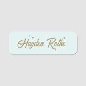 Schattigee Retro Pastel Blauw Naamplaatje (Voorkant)