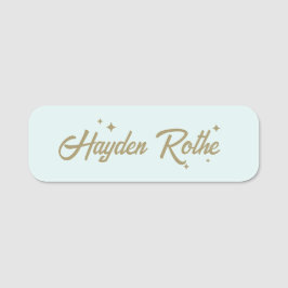 Schattigee Retro Pastel Blauw Naamplaatje