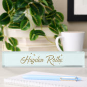 Schattigee Retro Pastel Blauwe Leraar Naambordje