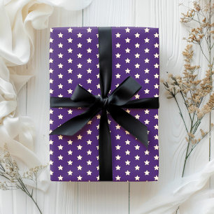 Schattigee Retro Pastel Star Donker Paarse Cadeaupapier