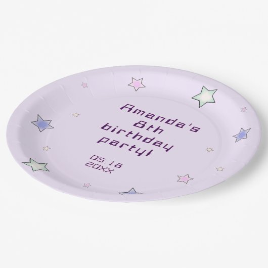 Schattigee Retro Pastel Sterren Lichtroze Kids Ver Papieren Bordje (Gekanteld)