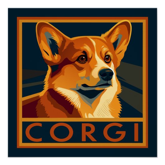 Schattigee Retro Pembroke Welsh Corgi Perfect Poster (Voorkant)