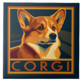 Schattigee Retro Pembroke Welsh Corgi Tegeltje (Voorkant)