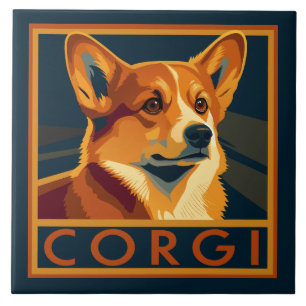 Schattigee Retro Pembroke Welsh Corgi Tegeltje