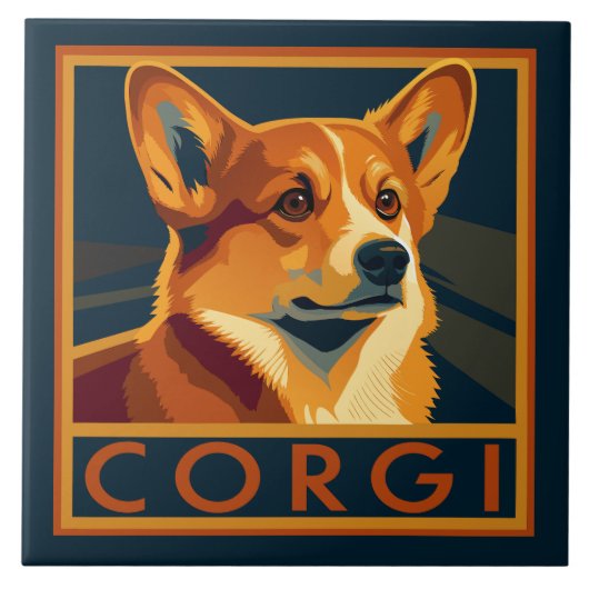 Schattigee Retro Pembroke Welsh Corgi Tegeltje (Voorkant)
