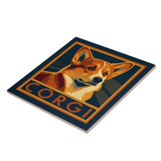 Schattigee Retro Pembroke Welsh Corgi Tegeltje (Zijkant)