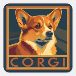 Schattigee Retro Pembroke Welsh Corgi Vierkante Sticker