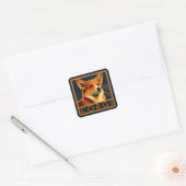 Schattigee Retro Pembroke Welsh Corgi Vierkante Sticker (Envelop)