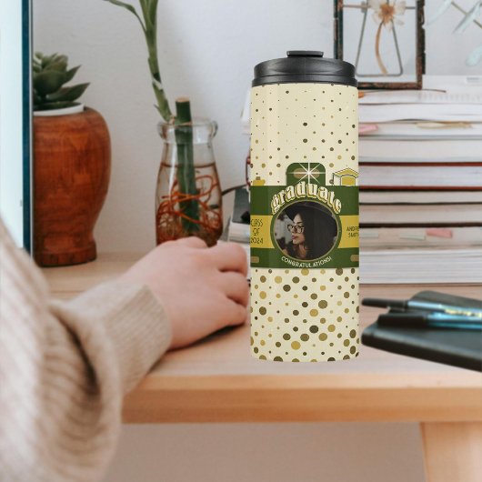 Schattigee Retro Polka Dots  Cam Foto Afstuderen Thermosbeker