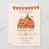 Schattigee Retro Pompoen Halloween Party Kaart (Voorkant)