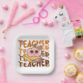 Schattigee Retro Pompoen Leraar Halloween Herfst Papieren Bordje (Feest)