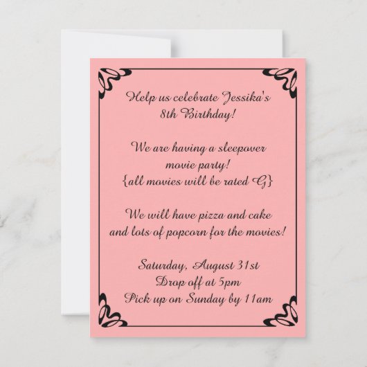 Schattigee Retro Popcorn en Film Night Verjaardags Kaart (Achterkant)