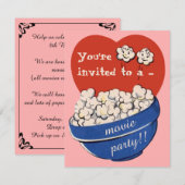 Schattigee Retro Popcorn en Film Night Verjaardags Kaart (Voorkant / Achterkant)