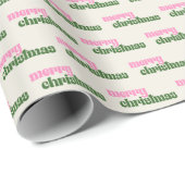 Schattigee Retro Preppy Roze Groen Vrolijk Kerstfe Cadeaupapier (Rol Hoek)