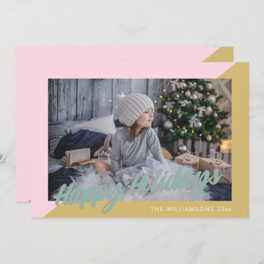 Schattigee Retro Prettige feestdagen Pastel Feestdagenkaart (Voorkant / Achterkant)