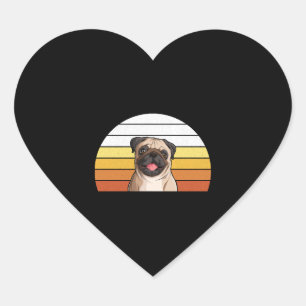 Schattigee Retro Pug Dog Voor Dog Beste Vriend Hart Sticker