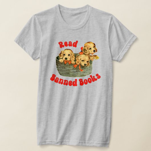 Schattigee retro Puppies - Lees verboden boeken T-shirt (Laagn)