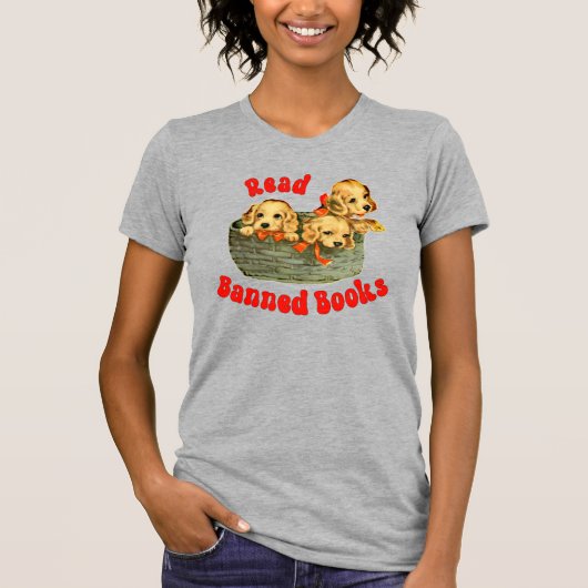 Schattigee retro Puppies - Lees verboden boeken T-shirt (Voorkant)