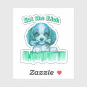Schattigee Retro Puppy - Eet de Rijken Sticker (Vel)