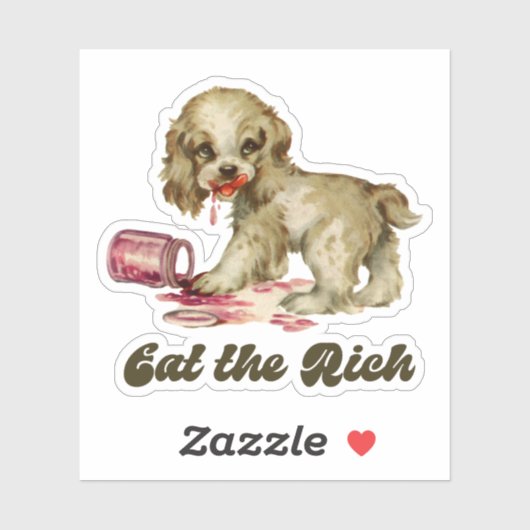Schattigee Retro Puppy - Eet de Rijken Sticker (Vel)