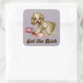 Schattigee Retro Puppy - Eet de Rijken Vierkante Sticker (Tas)