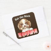 Schattigee Retro Puppy - Eet de Rijken Vierkante Sticker (Envelop)
