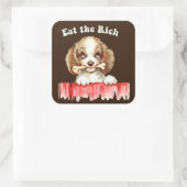 Schattigee Retro Puppy - Eet de Rijken Vierkante Sticker (Tas)